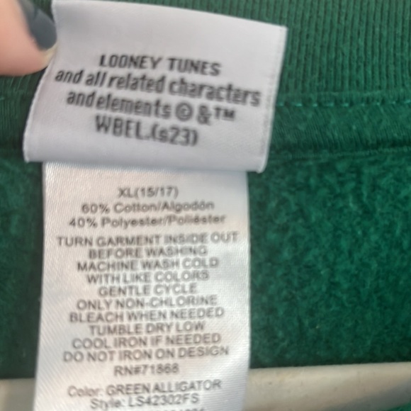 Looney Tunes Tweety Bird Rhinestone Sweatshirt Bling XL Green Character - Picture 3 of 6